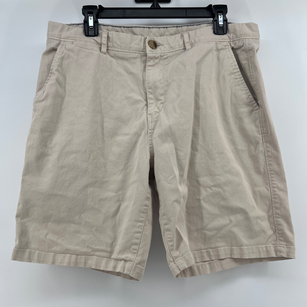 Johnnie-O Mens‎ Khaki West Coast Prep Stretch Twill Chino Shorts Size 35 Tan